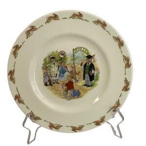 Royal Doulton Bunnykins Salad Plate Dish Bunnies School Gates 8in Tableware VTG